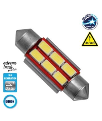 Σωληνωτός LED Extreme Truck Series Can-Bus 3ης Γενιάς 36mm 4.5w 24V Ψυχρό Λευκό 6000k GloboStar 81342